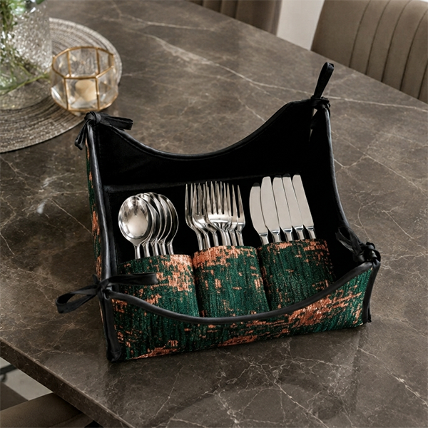 Shanghai Velvet - Emerald Cutlery Tray Trendy Home