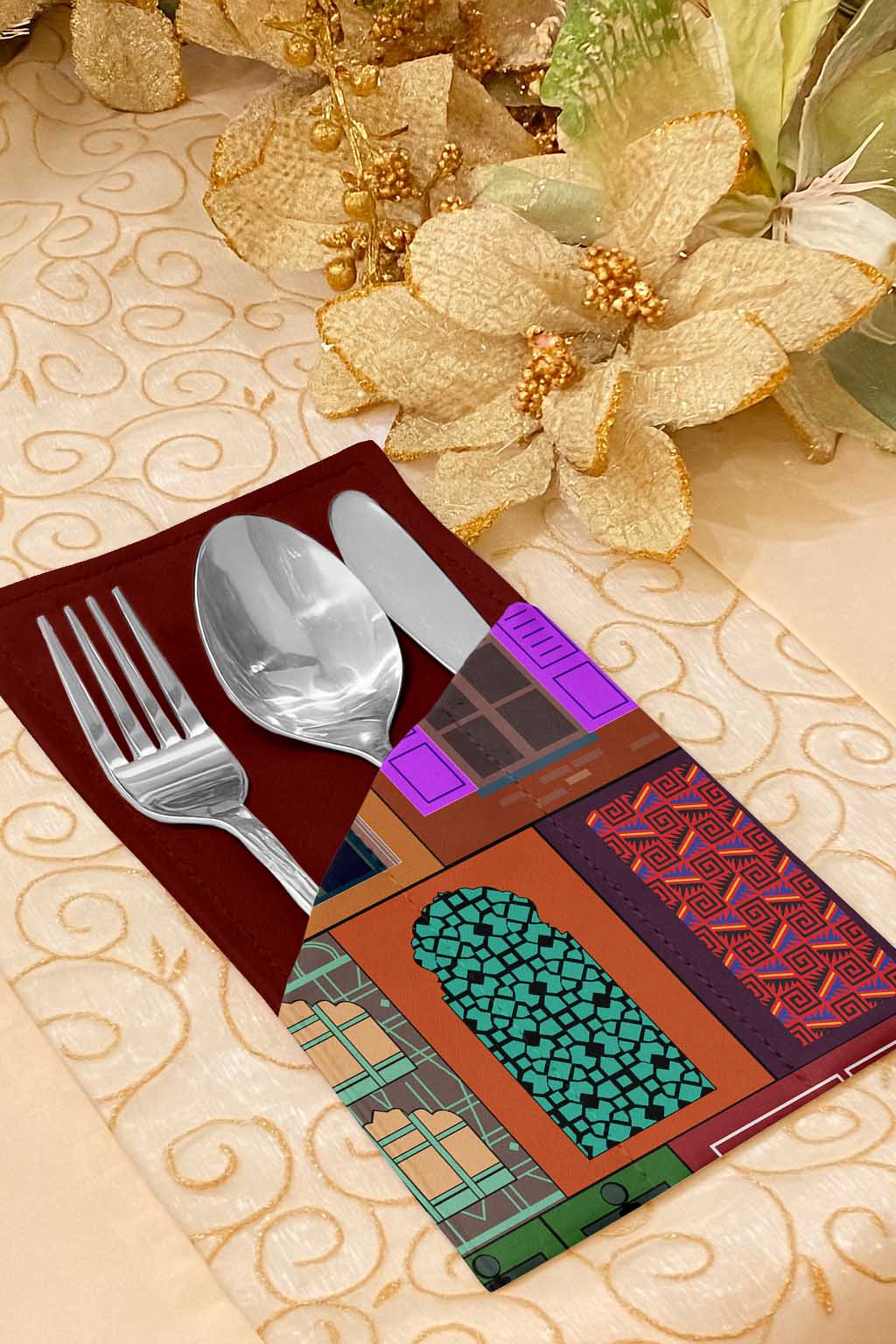 Printed - Mughal Cutlery Pouch Trendy Home