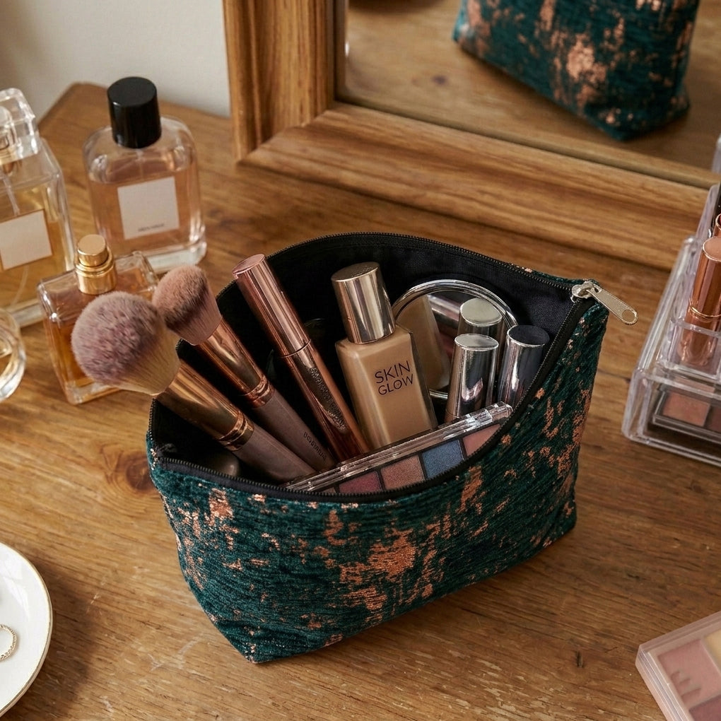 Shanghai Velvet - Emerald Cosmetic Pouch