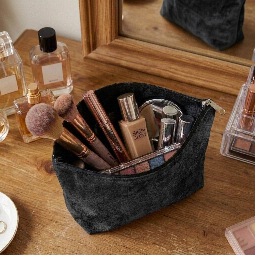 Malai Velvet - Black Cosmetic Pouch