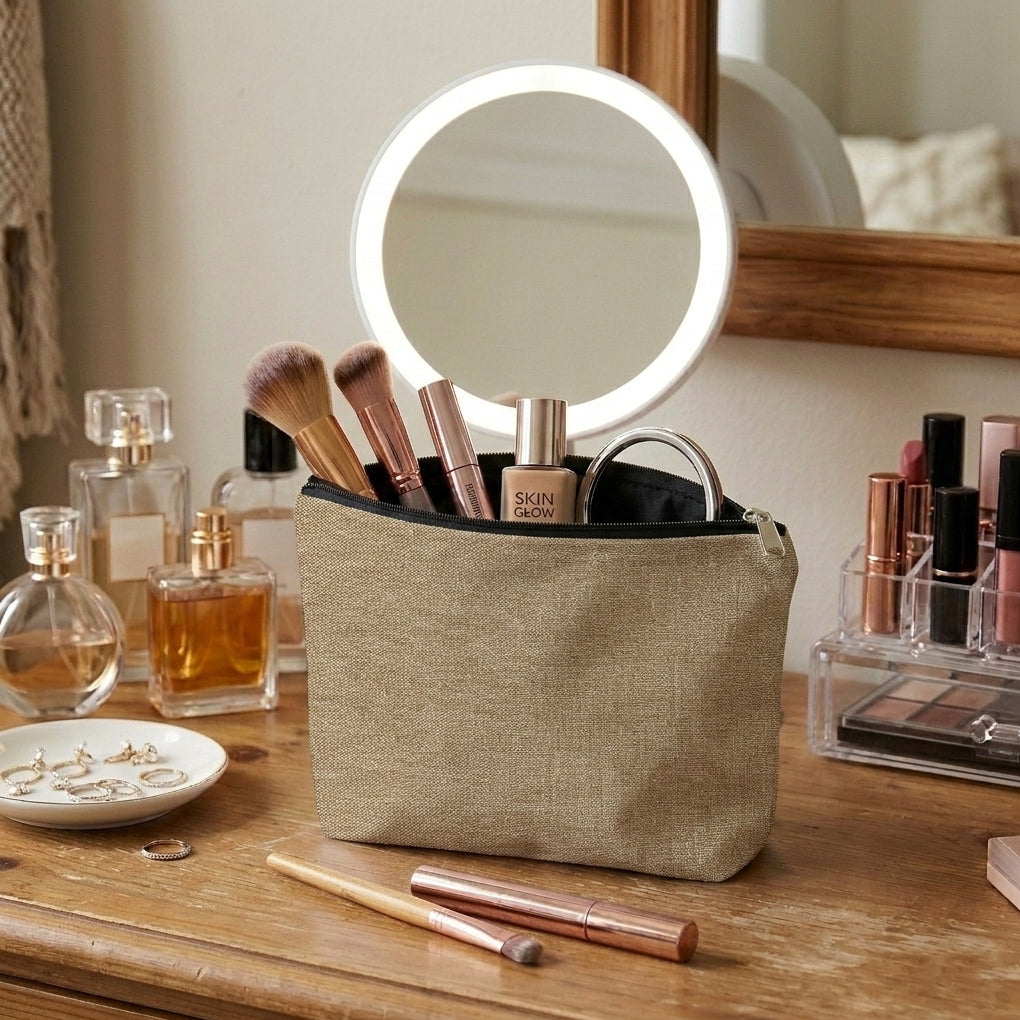 Fine Jute - Mud Cosmetic Pouch