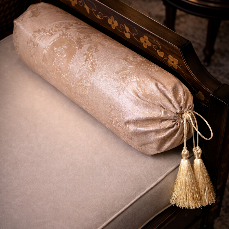 Embossed Leather - Blush Umber Round Pillow (pair) Trendy Home