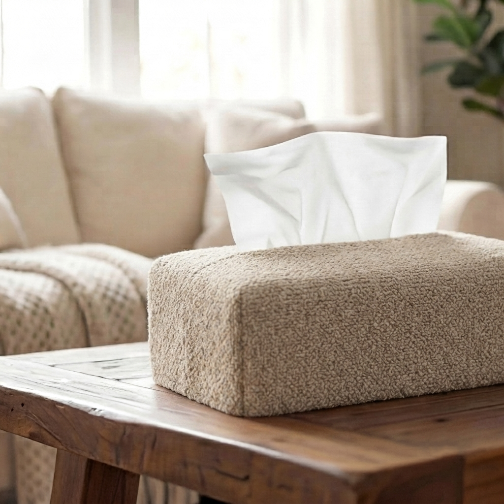 Teddy Fur - Sand Beige Tissue Box Trendy Home
