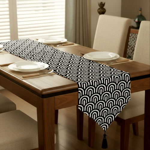 Printed - Monochrome Arch Table Runner Trendy Home