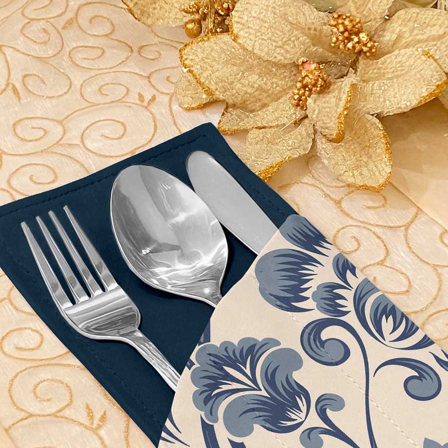 Printed - Blue Victoria Cutlery Pouch Trendy Home