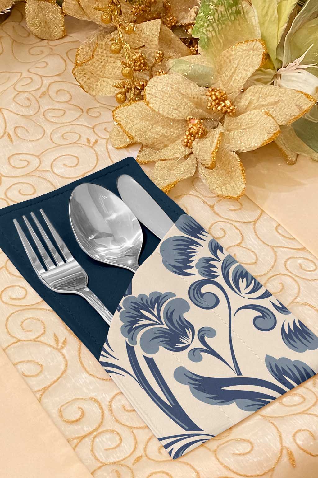 Printed - Blue Victoria Cutlery Pouch Trendy Home