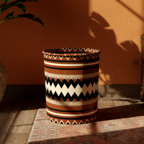 Printed - Tribal Terracotta Dustbin Trendy Home
