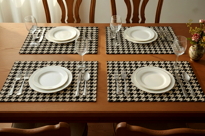 Printed - Beige Houndstooth Table Mat Trendy Home