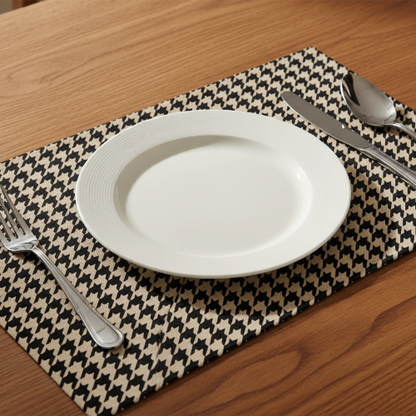 Printed - Beige Houndstooth Table Mat Trendy Home