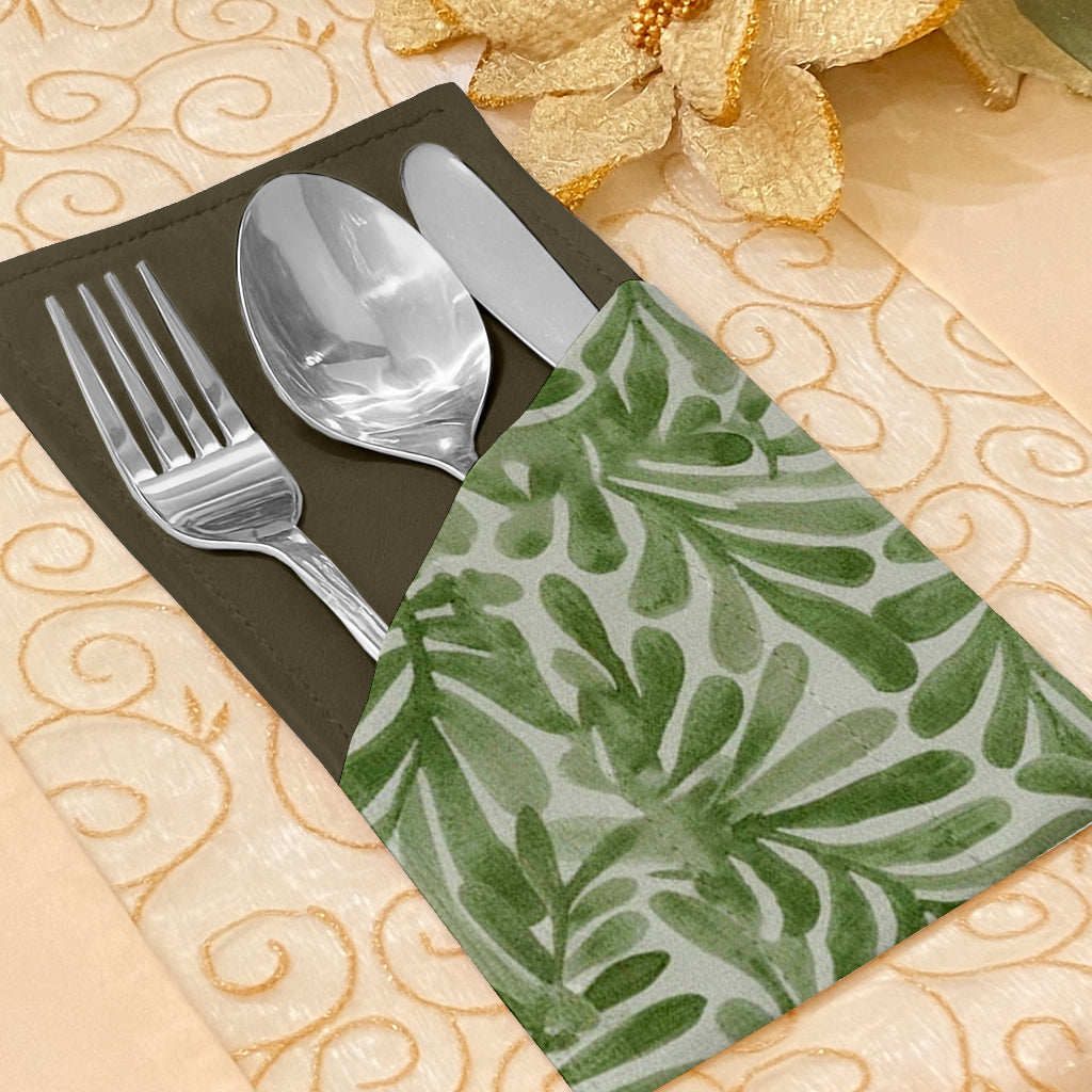 Printed - Sage Leaf Cutlery Pouch Trendy Home