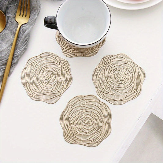 Pvc Golden Rose Tea Coaster Trendy Home