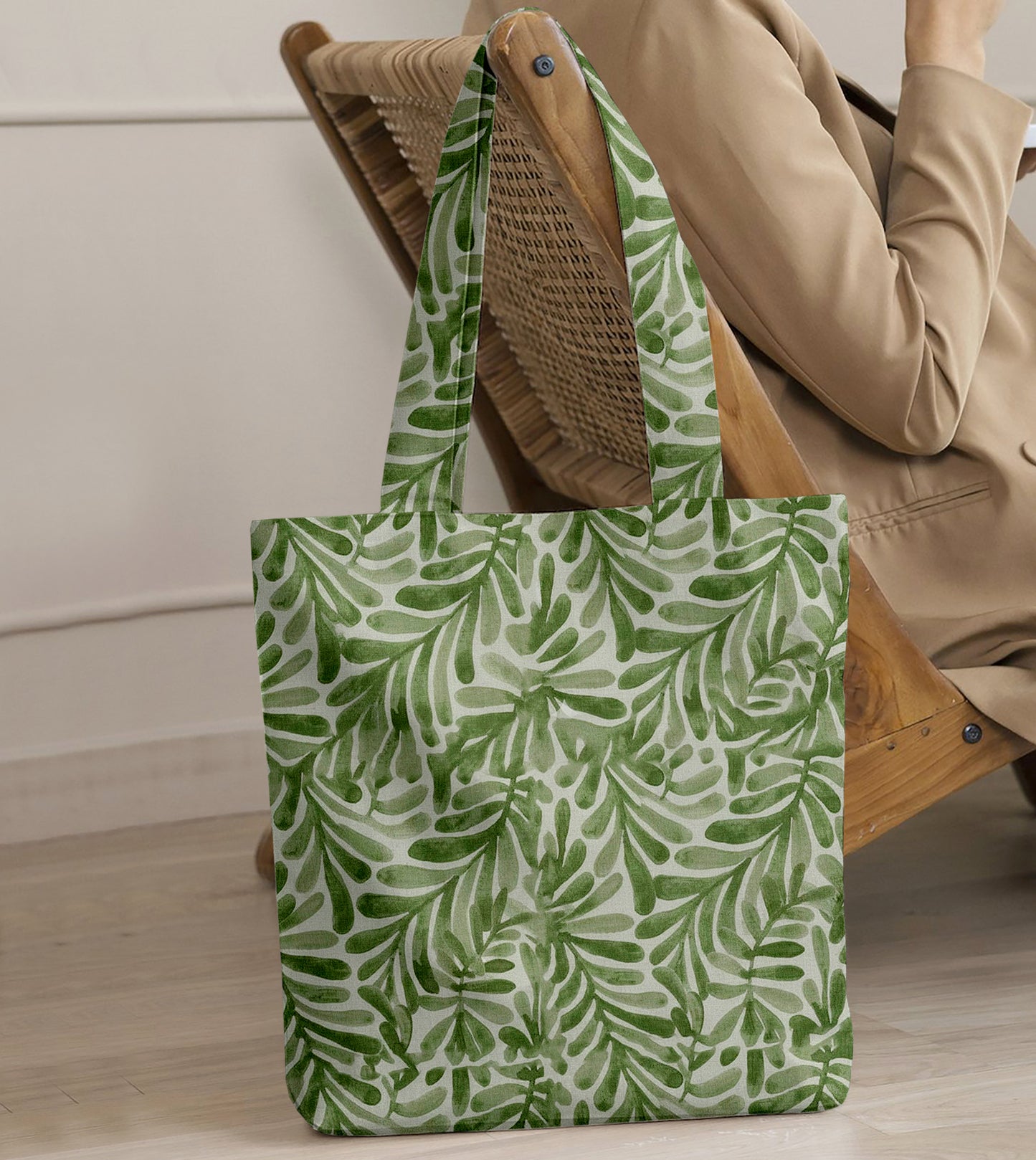 Printed - Sage Leaf Tote Bag Trendy Home