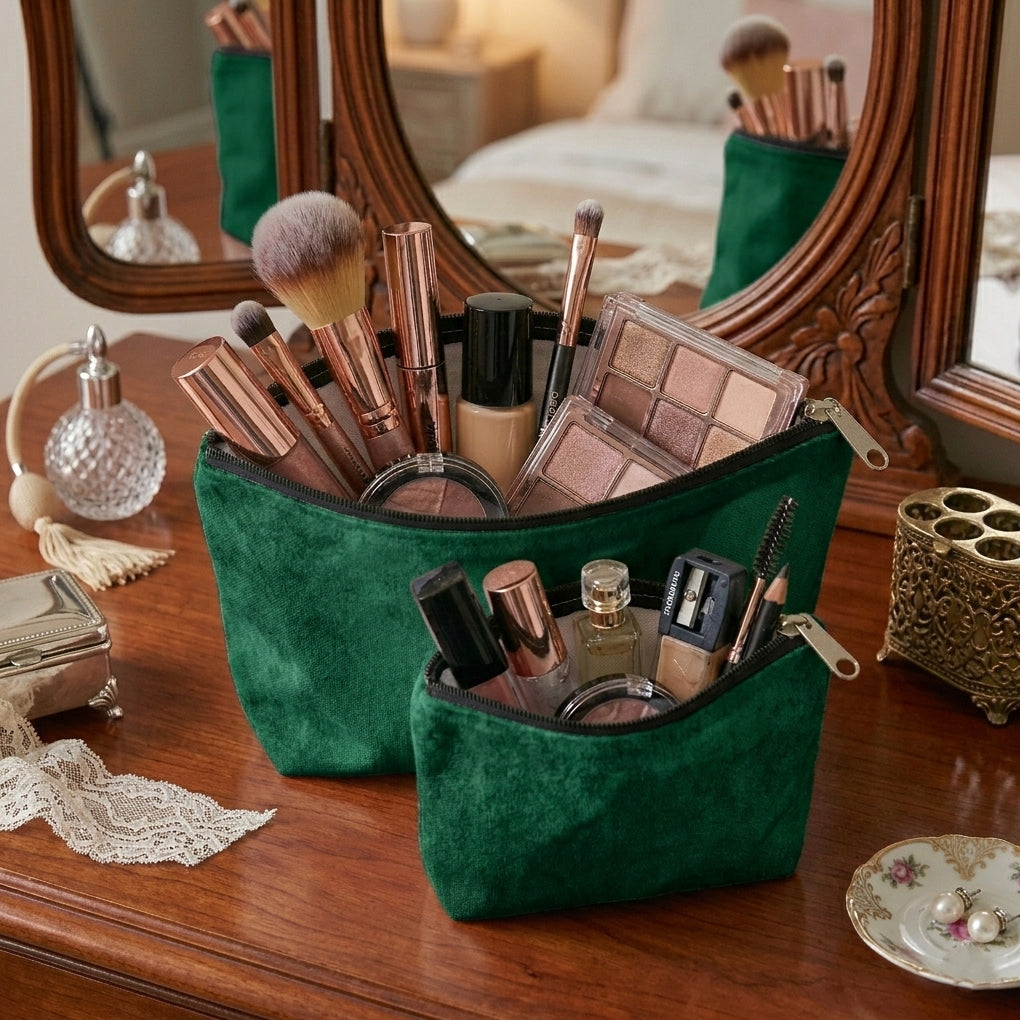 Malai Velvet - Emerald Cosmetic Pouch