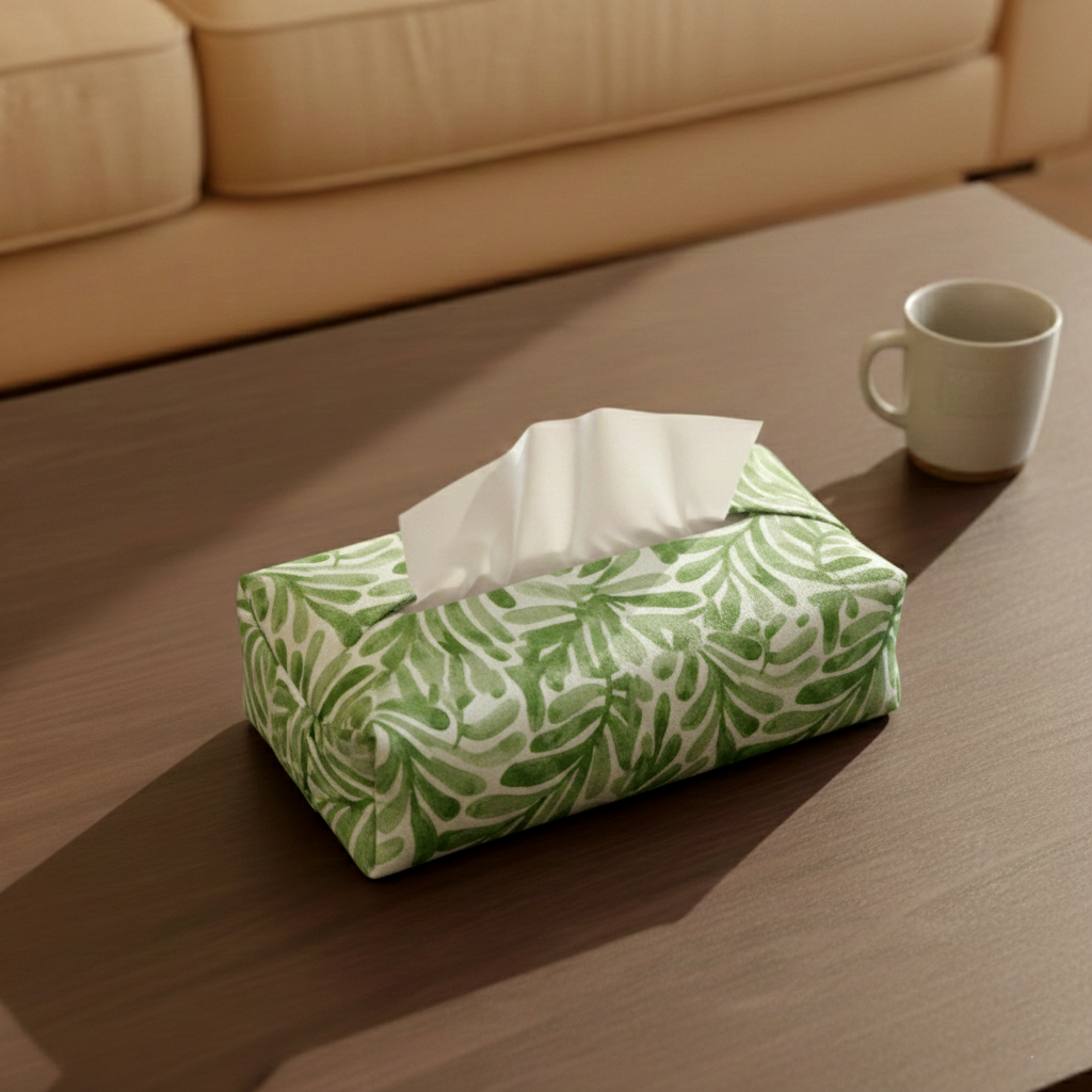 Printed - Sage Leaf Tissue Box Trendy Home