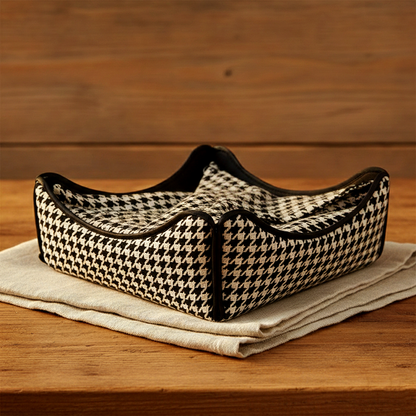 Printed - Beige Houndstooth Breadbasket Trendy Home