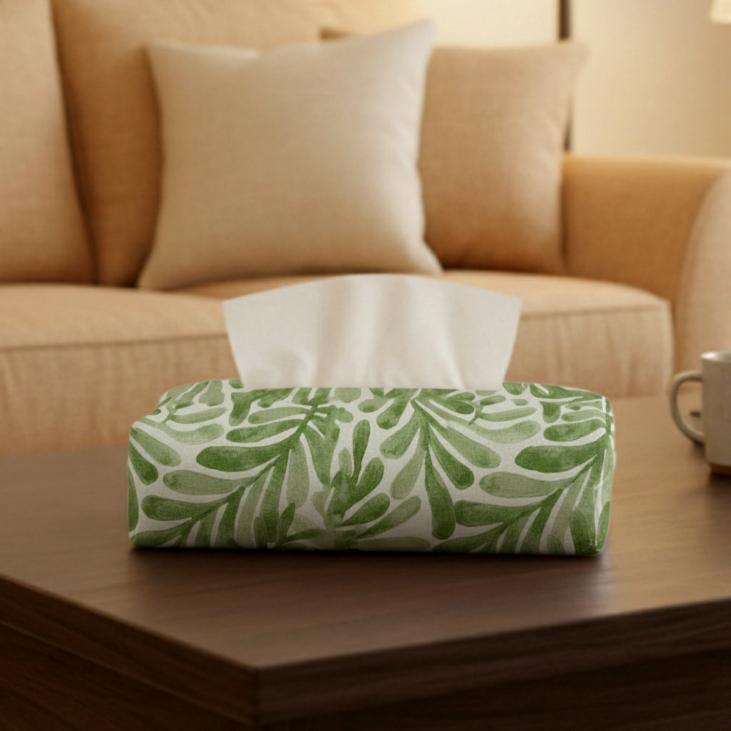 Printed - Sage Leaf Tissue Box Trendy Home