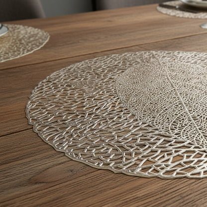 Pvc - Gold Autumn Leaf Decorative Charger Plate Trendy Home