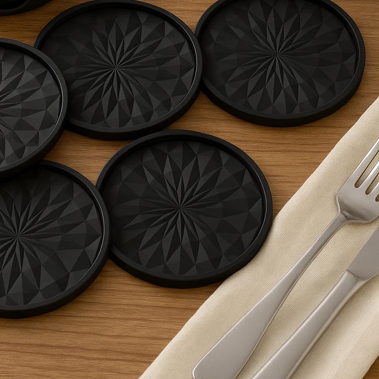 Silicon Charcoal Coaster Set Trendy Home