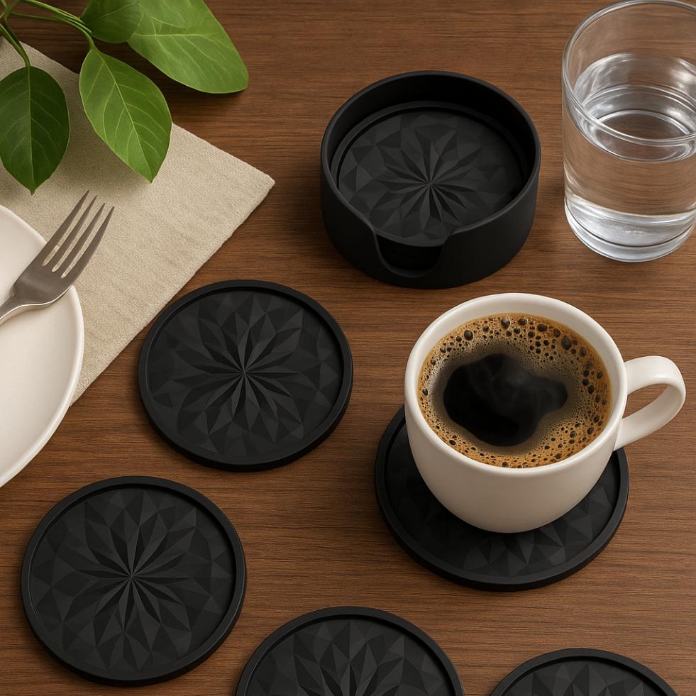 Silicon Charcoal Coaster Set Trendy Home