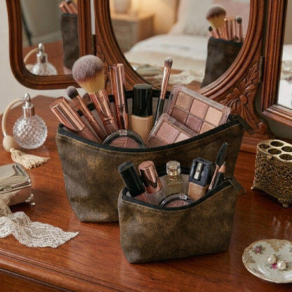 Malai Velvet - Olive Brown Cosmetic Pouch