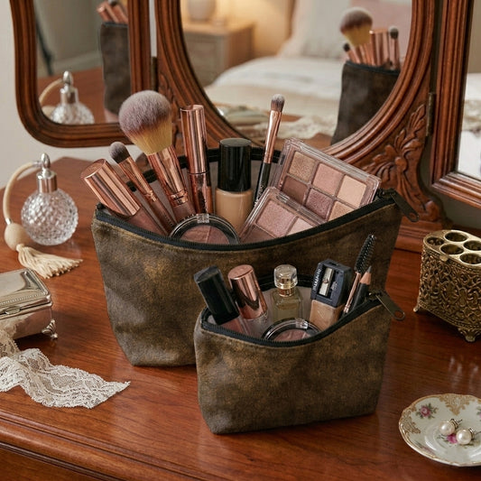 Malai Velvet - Olive Brown Cosmetic Pouch