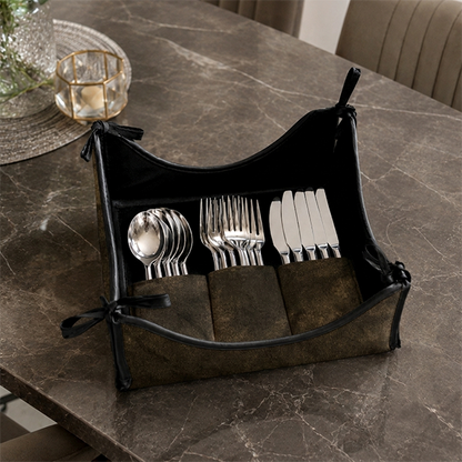 Malai Velvet - Olive Brown Cutlery Tray