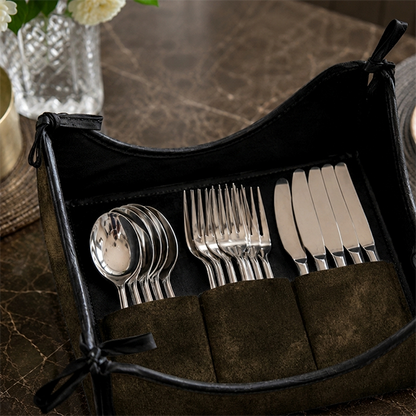 Malai Velvet - Olive Brown Cutlery Tray