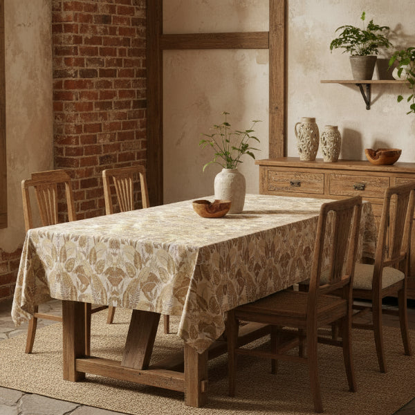 Printed - Sandy Beige Fern Tablecloth Trendy Home