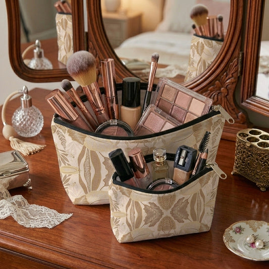 Printed - Sandy Beige Fern Cosmetic Pouch
