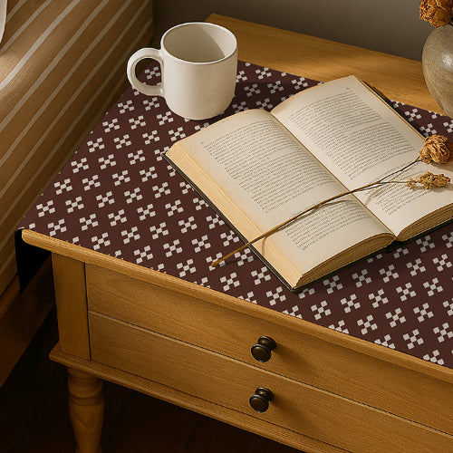 Printed - Espresso Foulard Bed Side Table Accent Trendy Home