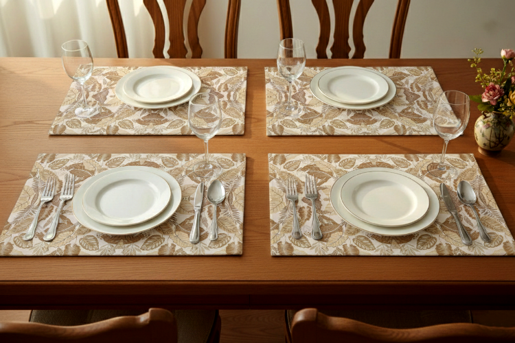 Printed - Sandy Beige Fern Table Mat Trendy Home