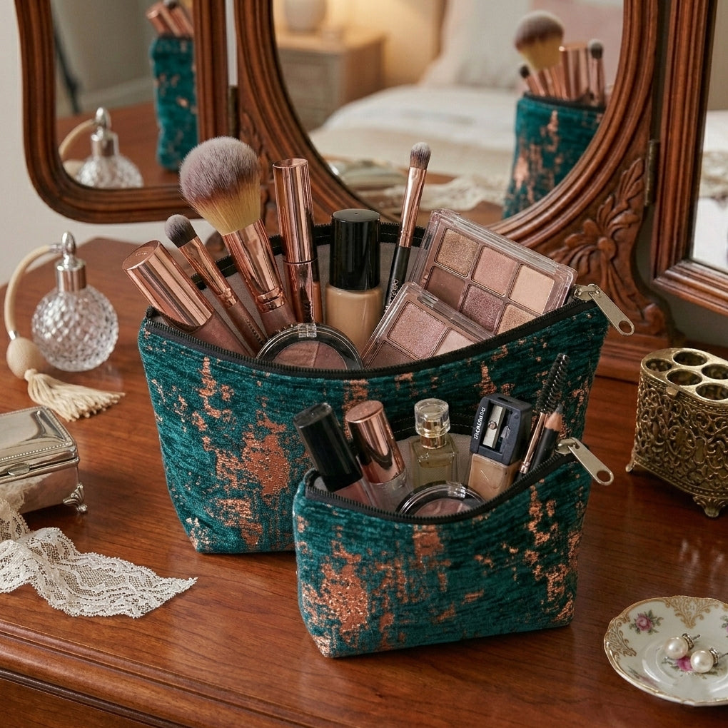 Shanghai Velvet - Emerald Cosmetic Pouch