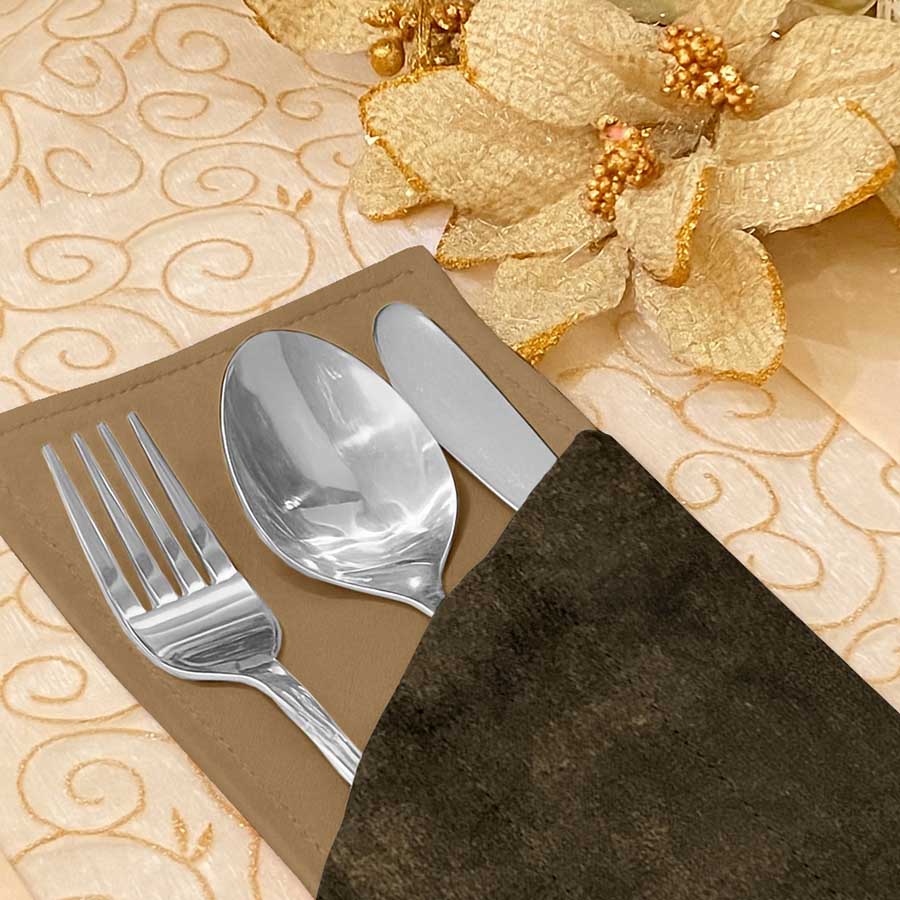 Malai Velvet - Olive Brown Cutlery Pouch Trendy Home
