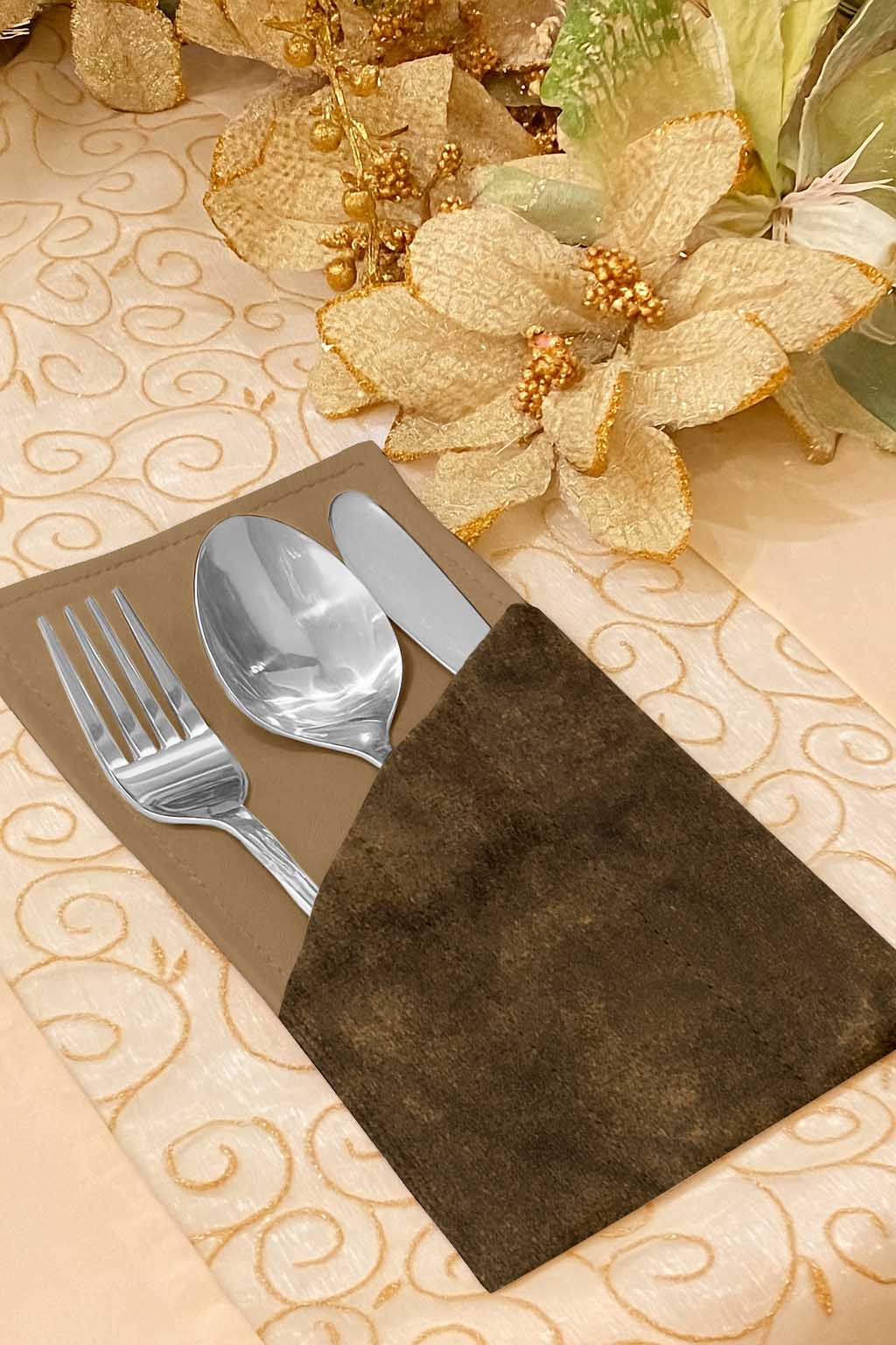 Malai Velvet - Fawn Cutlery Pouch Trendy Home