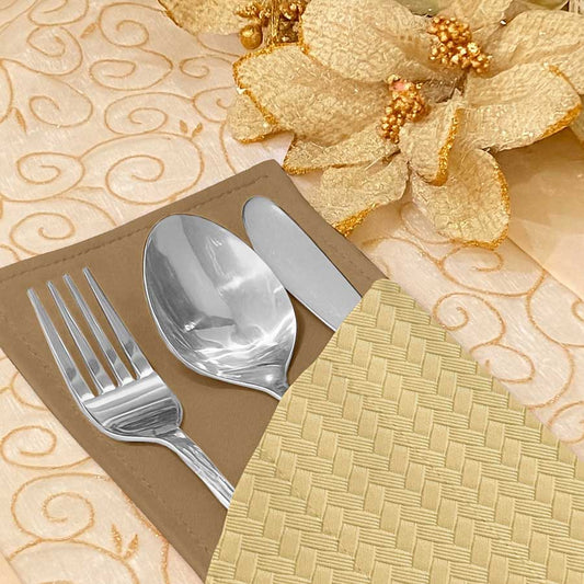Patterned Leather - Beige Cutlery Pouch Trendy Home