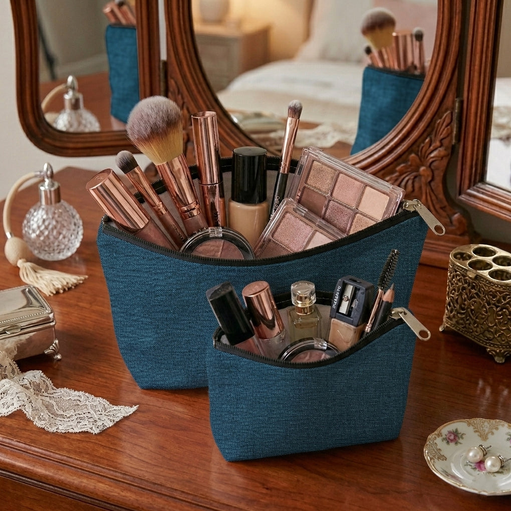 Fine Jute - Dark Turquoise Cosmetic Pouch