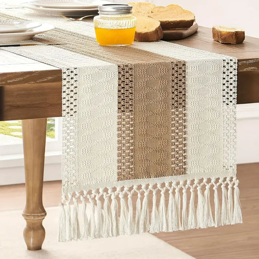 Crochet - Cream & Latte Table Runner Trendy Home