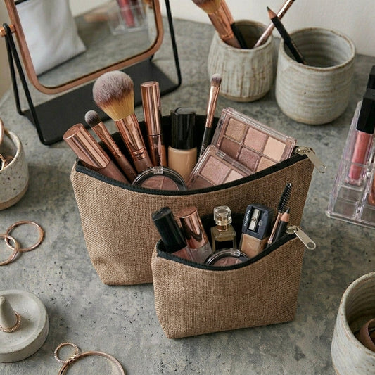 Fine Jute - Mud Cosmetic Pouch