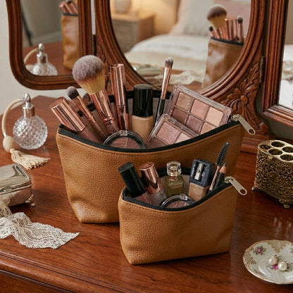 Leather - Peanut Brown Cosmetic Pouch