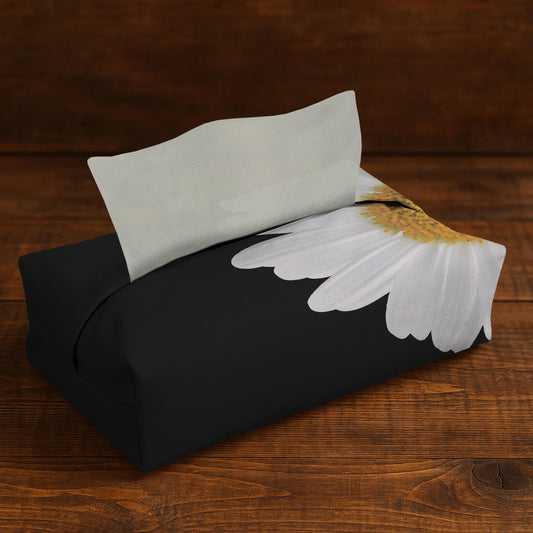 Printed - White Flower Tissue Box Trendy Home