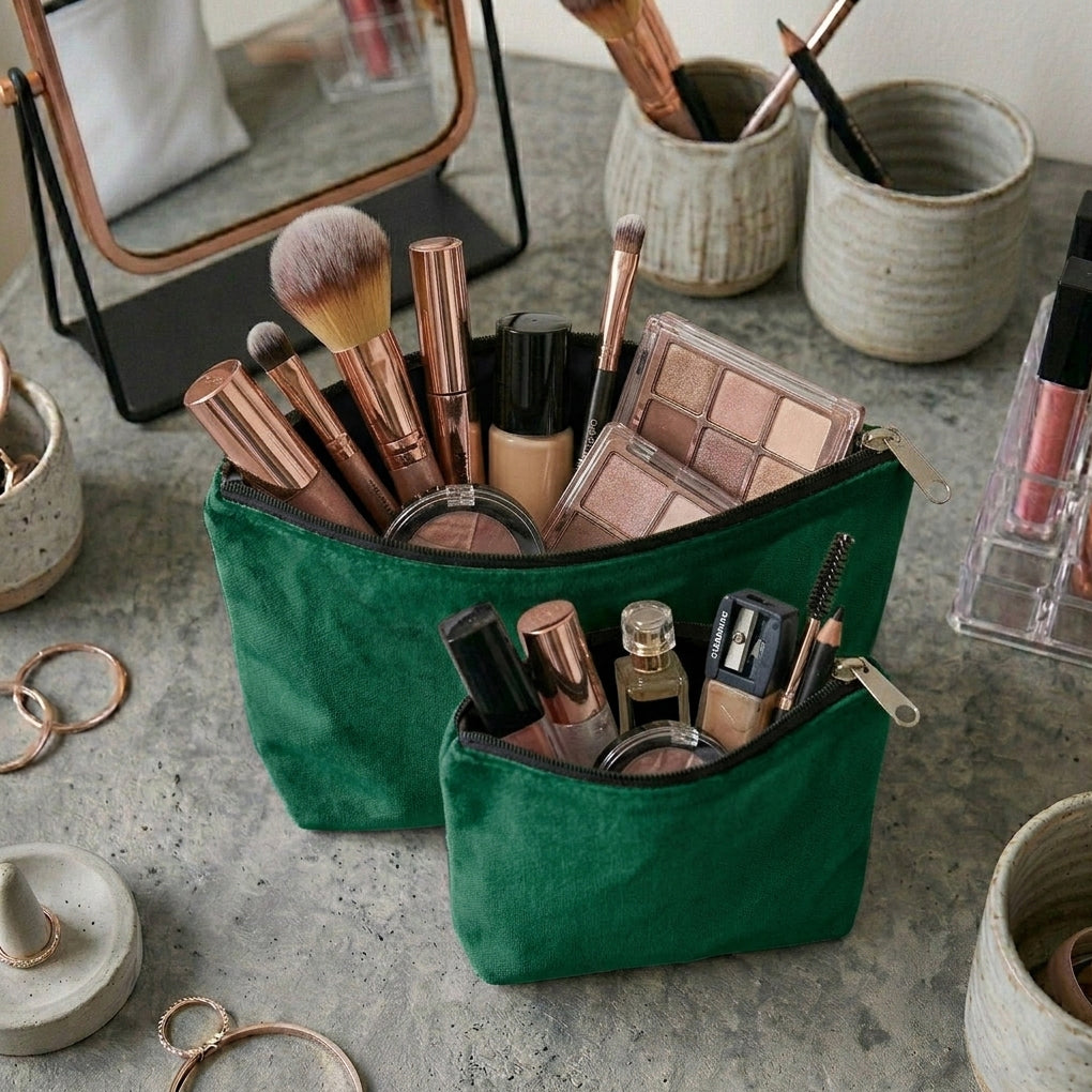 Malai Velvet - Emerald Cosmetic Pouch