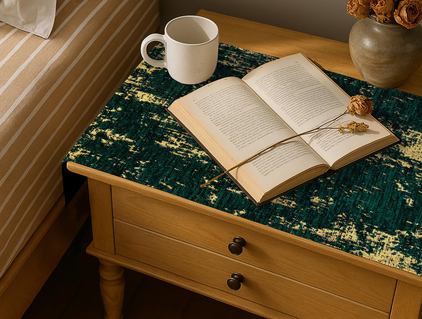 Shanghai Velvet - Emerald Bed Side Table Accent Trendy Home