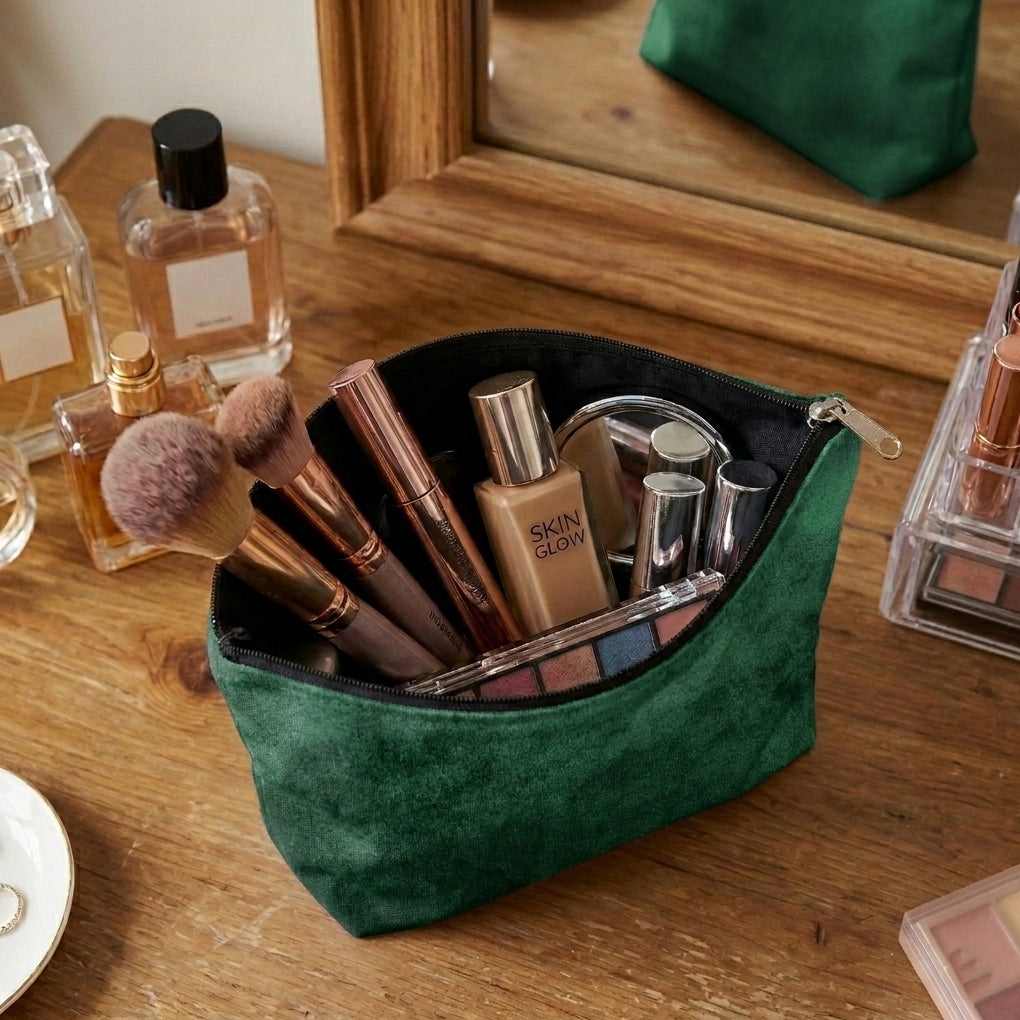 Malai Velvet - Emerald Cosmetic Pouch