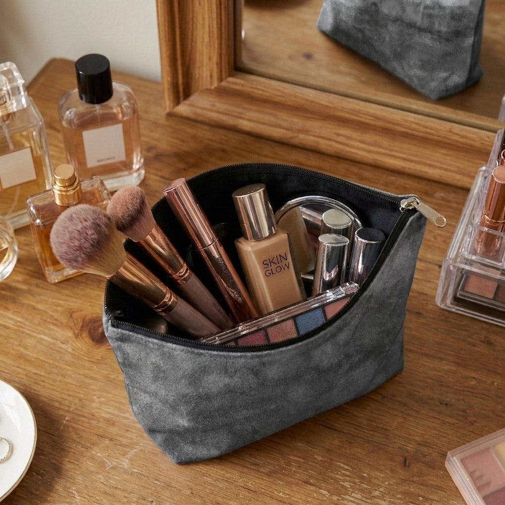 Malai Velvet - Steel Cosmetic Pouch