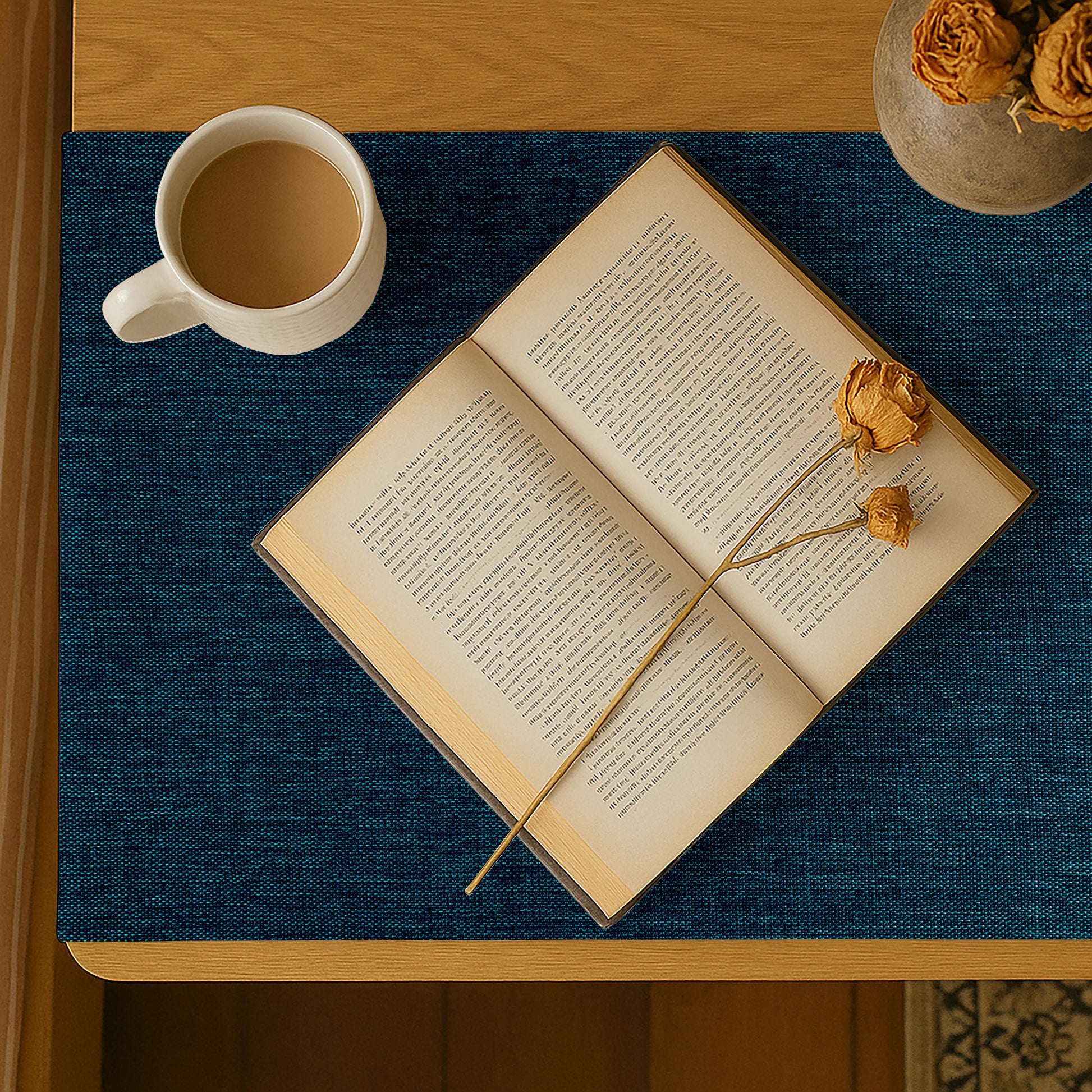 Fine Jute - Dark Turquoise Bed Side Table Accent Trendy Home