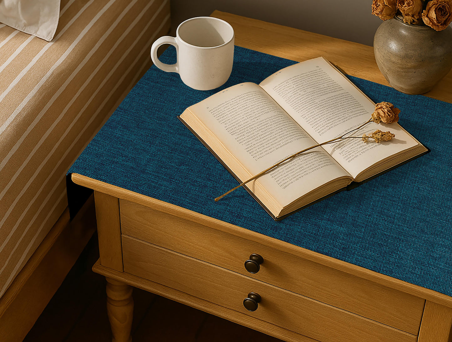 Fine Jute - Dark Turquoise Bed Side Table Accent Trendy Home