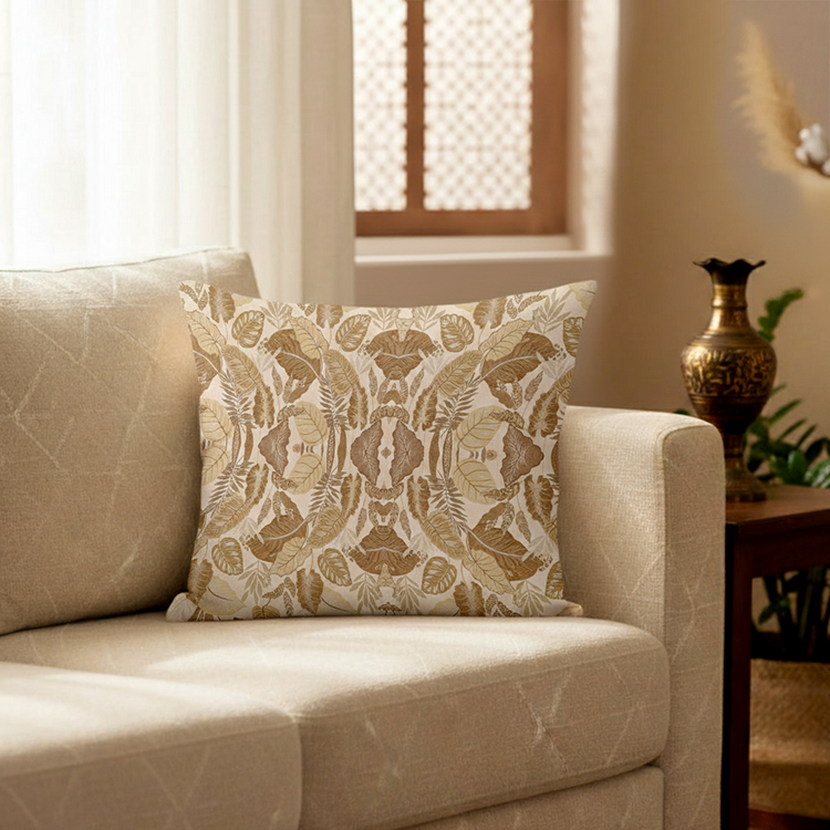 Printed - Sandy Beige Fern Cushion Cover Trendy Home
