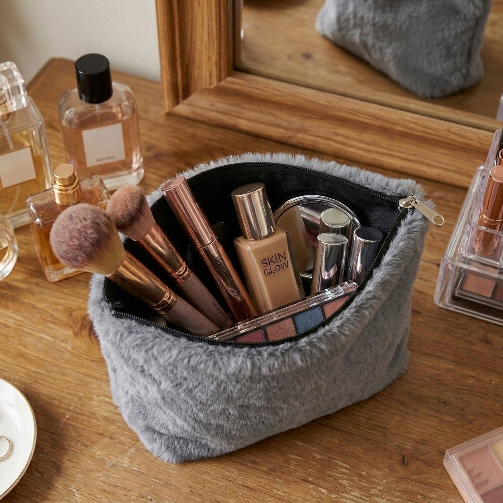Cat Fur - Peppercorn Cosmetic Pouch