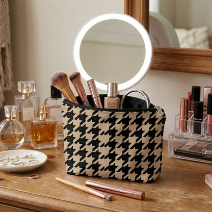 Printed - Beige Houndstooth Cosmetic Pouch