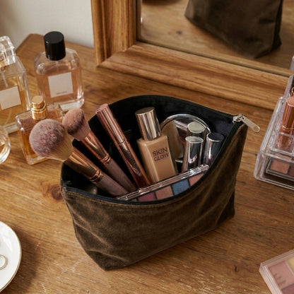 Malai Velvet - Olive Brown Cosmetic Pouch